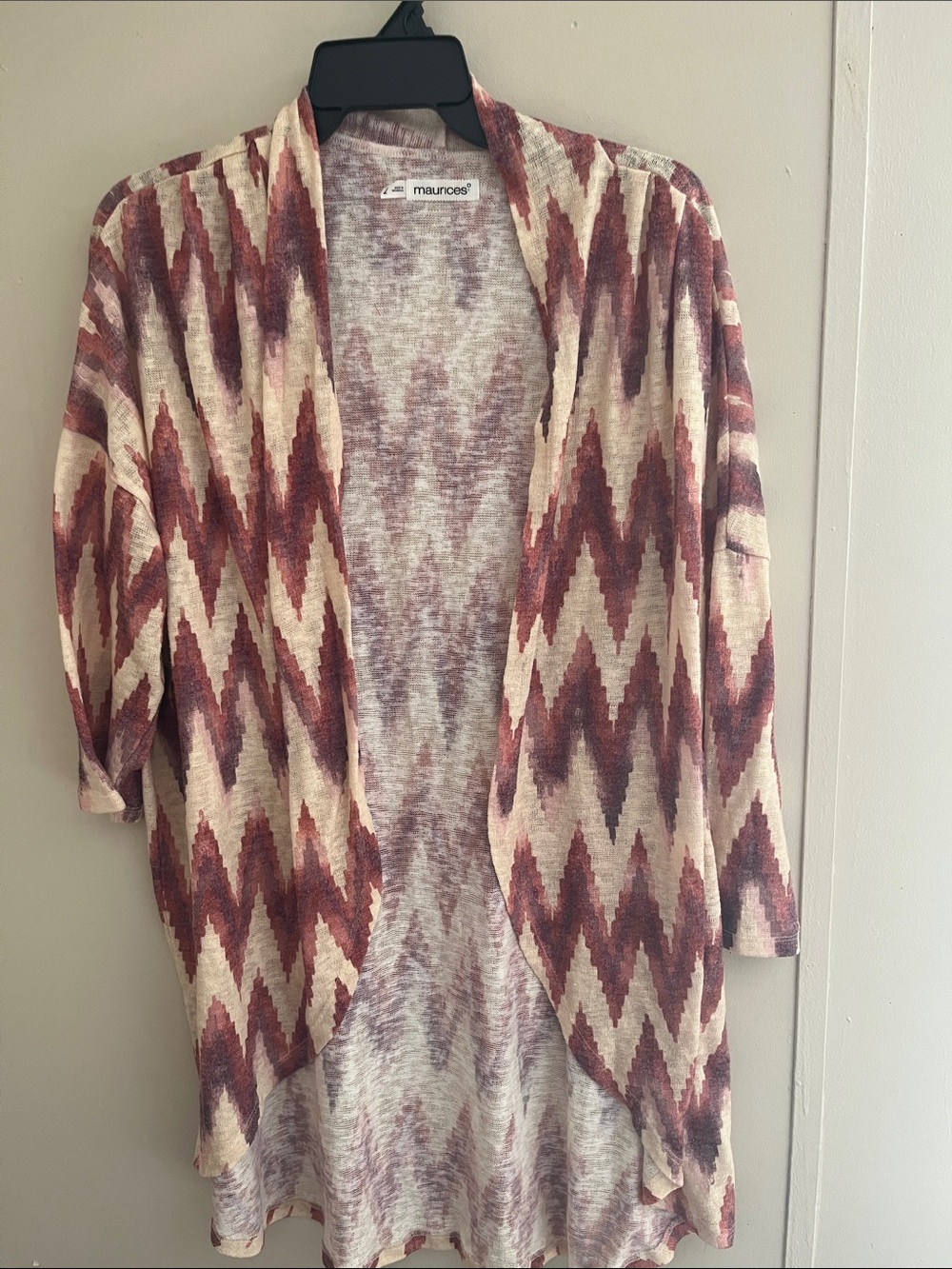 Maurices Open-Front Chevron Cardigan - Cream & Rust Tones